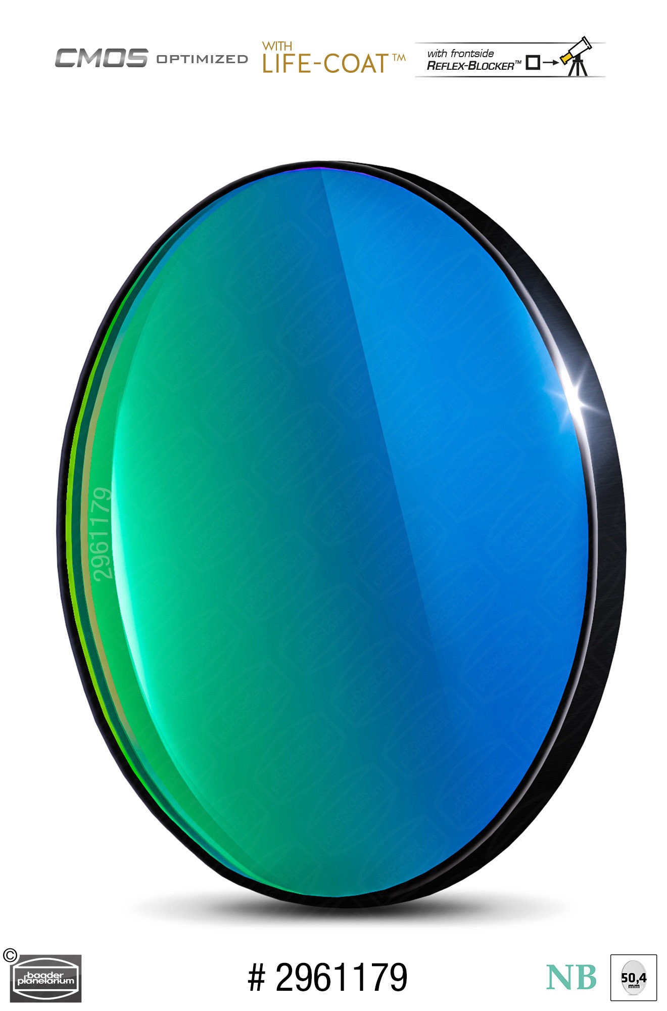 Baader OIII 50.4mm NarrowbandFilter (6.5nm) CMOSoptimized [BAFCOIIINRD50] OIII Filters